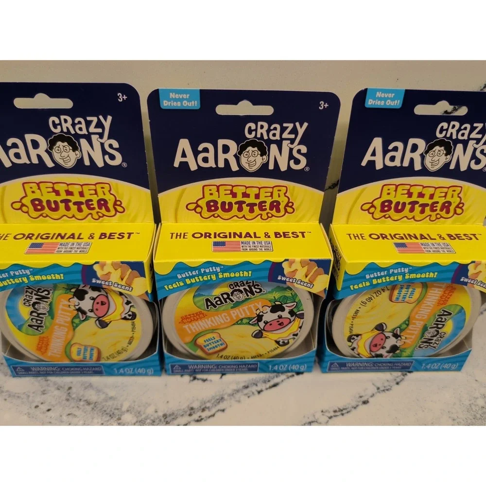 LOT OF 3 Aaron's Crazy Better Butter Thinking Putty Tin TIKTOK VIRAL NEW